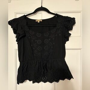 Democracy Black Eyelet Blouse